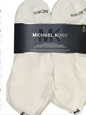 Michael Kors 6-PK Cushion Low Cut  Socks- White